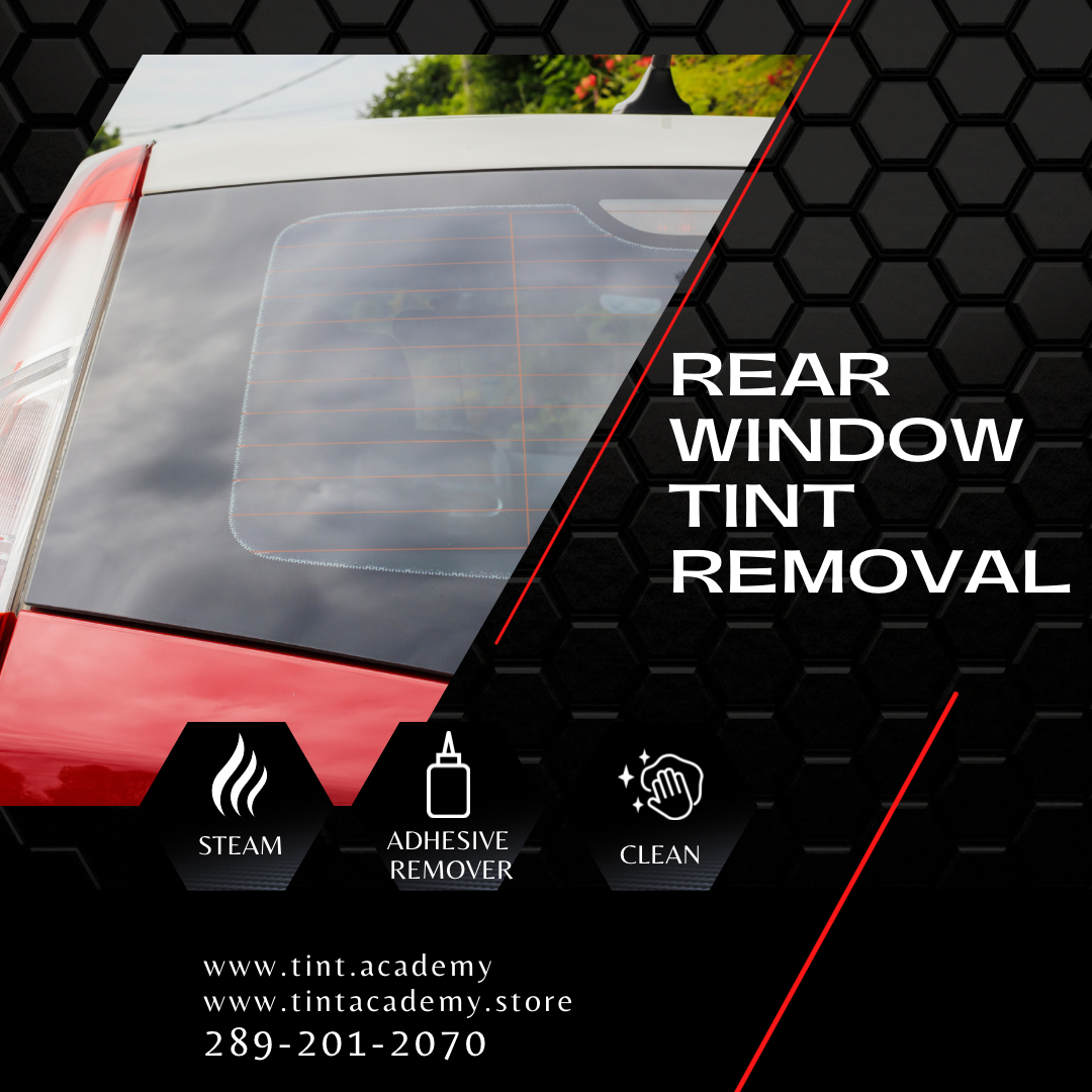 Removing the old window film from a rear window