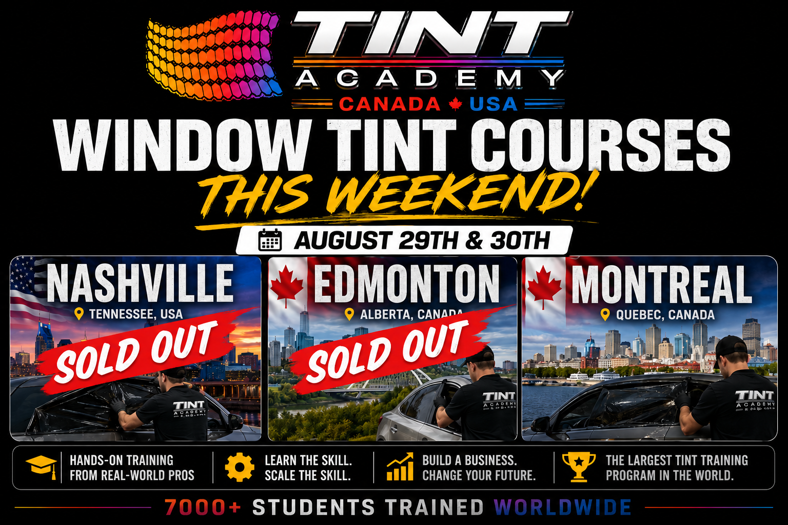 Window Tint Training August 29β30: Tint Academy Courses in Nashville, Edmonton & Montreal