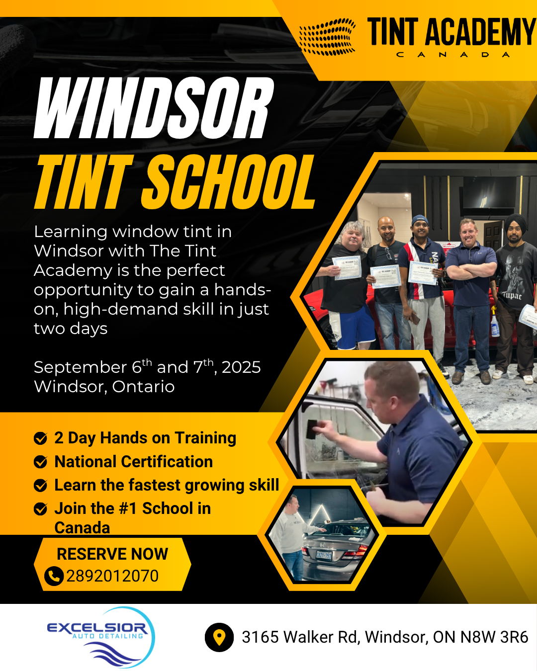 Learn Window Tinting in Windsor – September 6th & 7th at Excelsior Detailing with The Tint Academy