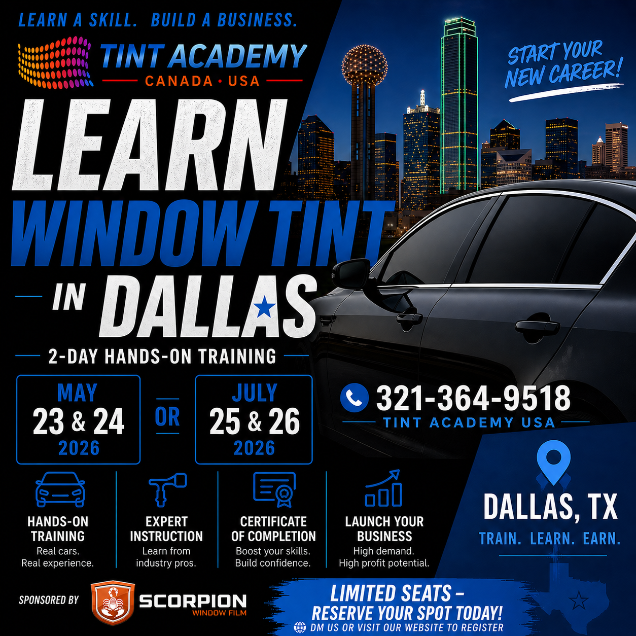 Learn Window Tint in Dallas, Texas with Tint Academy and Scorpion Window Film