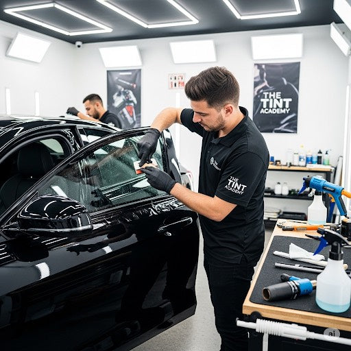 How to Tint a Roll-Down Window on a Tesla Model 3 — a step-by-step from The Tint Academy