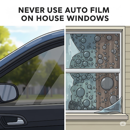 Why You Can’t Use Automotive Film on Residential or Commercial Windows