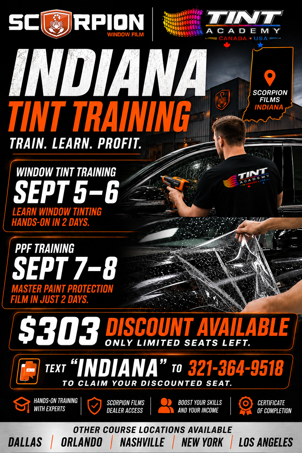 Learn Window Tint in Indiana this September - 3 Spots Left
