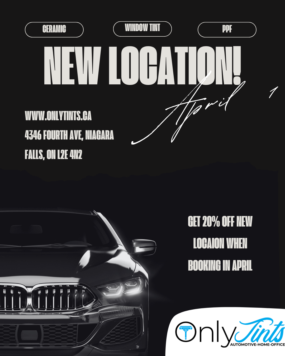Exciting News: Only Tints and Tint Academy Expand to New Location in Niagara Falls - 6893 Oakwood Drive, Unit 5, Niagara Falls Canada,