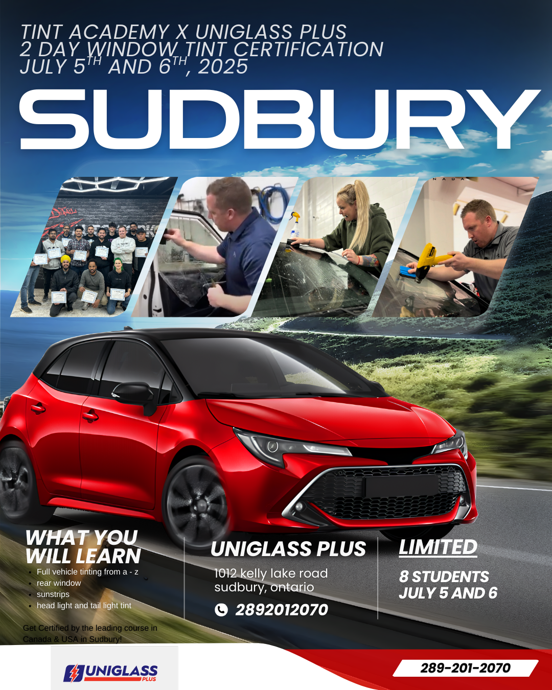 Master the Art of Window Tinting in Sudbury – Join Tint Academy at Uniglass Plus This July