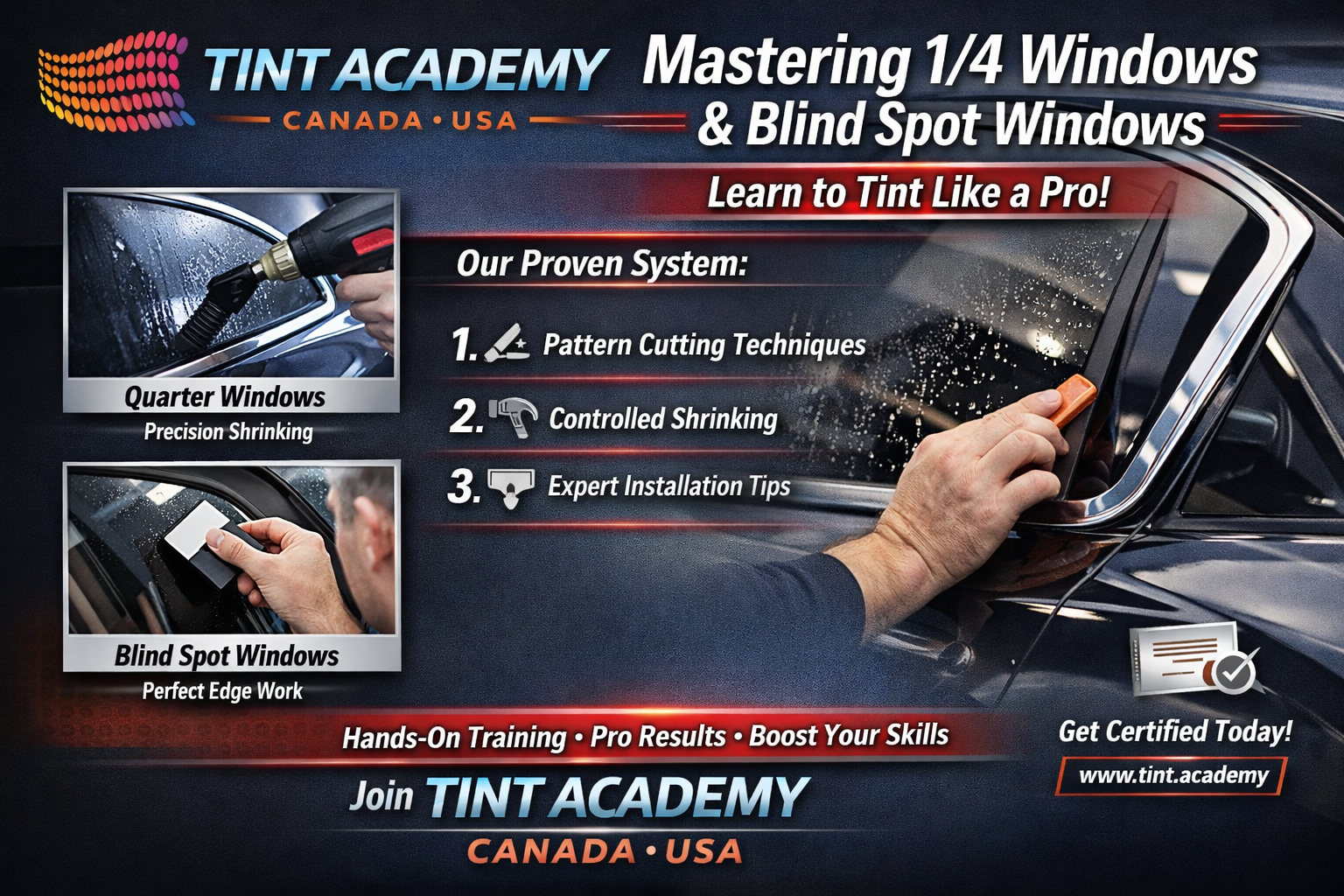 How to Easily Tint 1/4 Windows and Blind Spot Windows with The Tint Academy