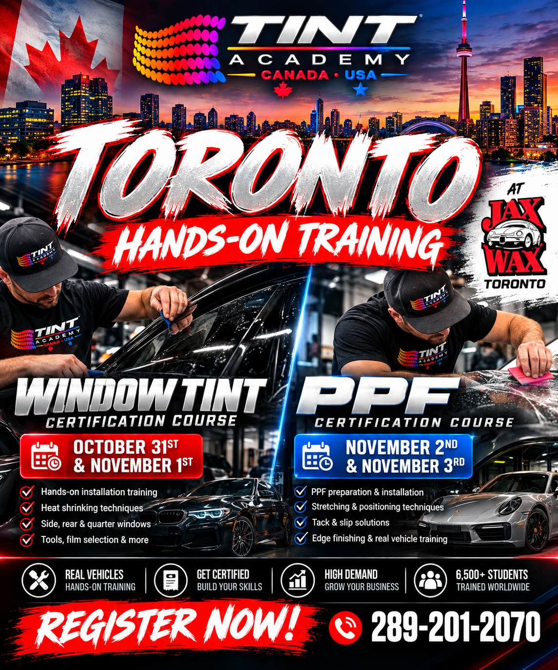 Window Tint & PPF School - Toronto with Tint Academy & Jax Wax - This October & November