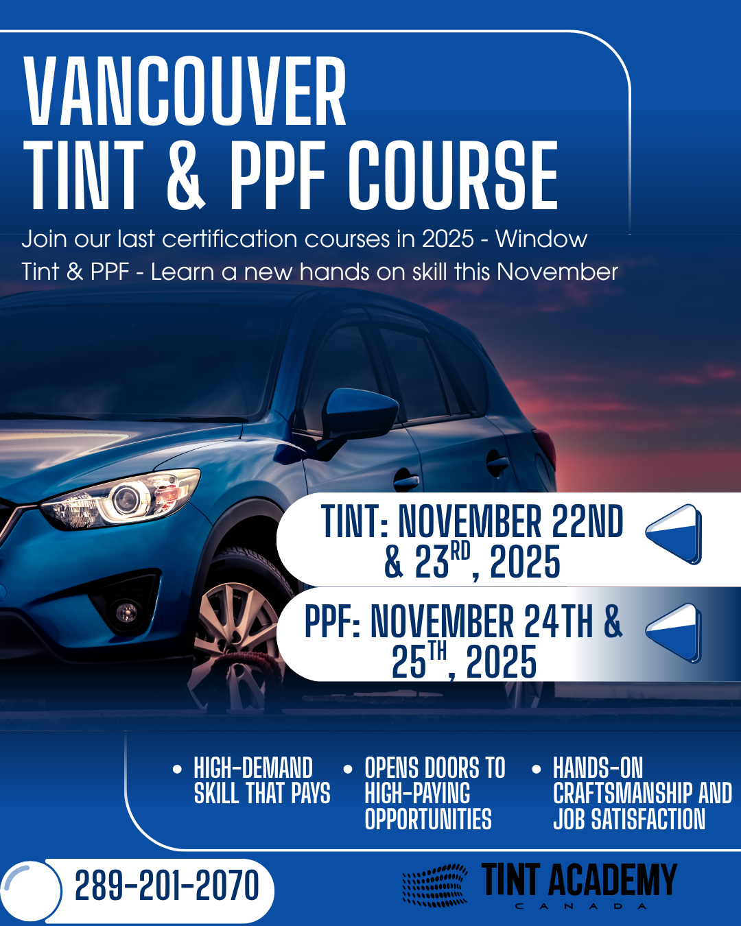 Learn Window Tint & PPF in Vancouver with The #1 Rated Tint Academy