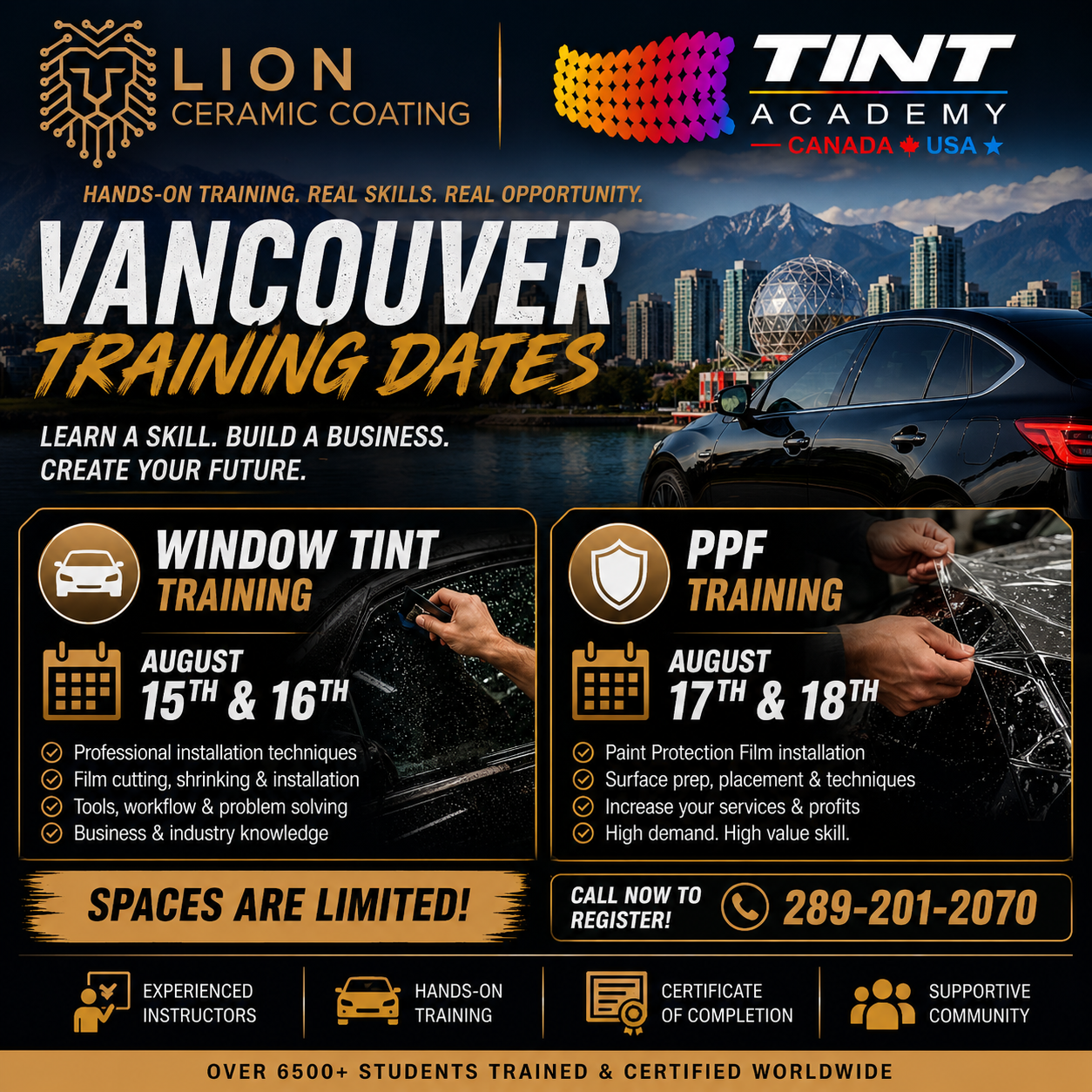 Lion Ceramic Coating Is the New Tint Academy Training Centre for Window Tint and PPF Training in Vancouver