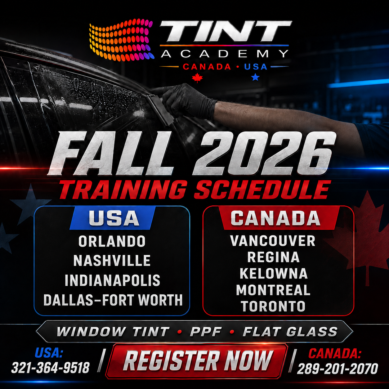 Tint Academy Fall 2026 Window Tint and PPF Training Schedule for the USA and Canada Is Here