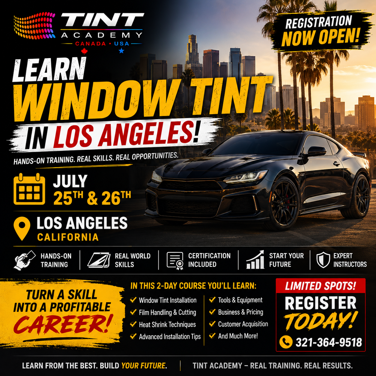 Learn Window Tinting in Los Angeles this July with the Tint Academy