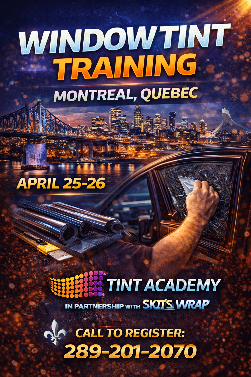 Learn Window Tint in Montreal β April 25β26 with Tint Academy x Skins Wrap