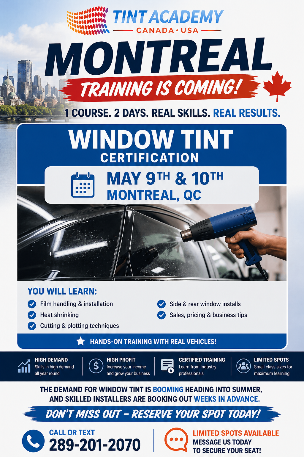 Montreal Window Tint Training – May 9th & 10th 🇨🇦