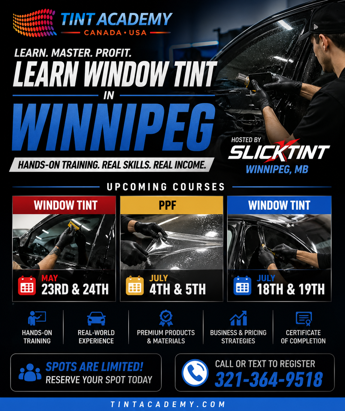 Learn Window Tint & PPF in Winnipeg with Tint Academy at Slick Tint