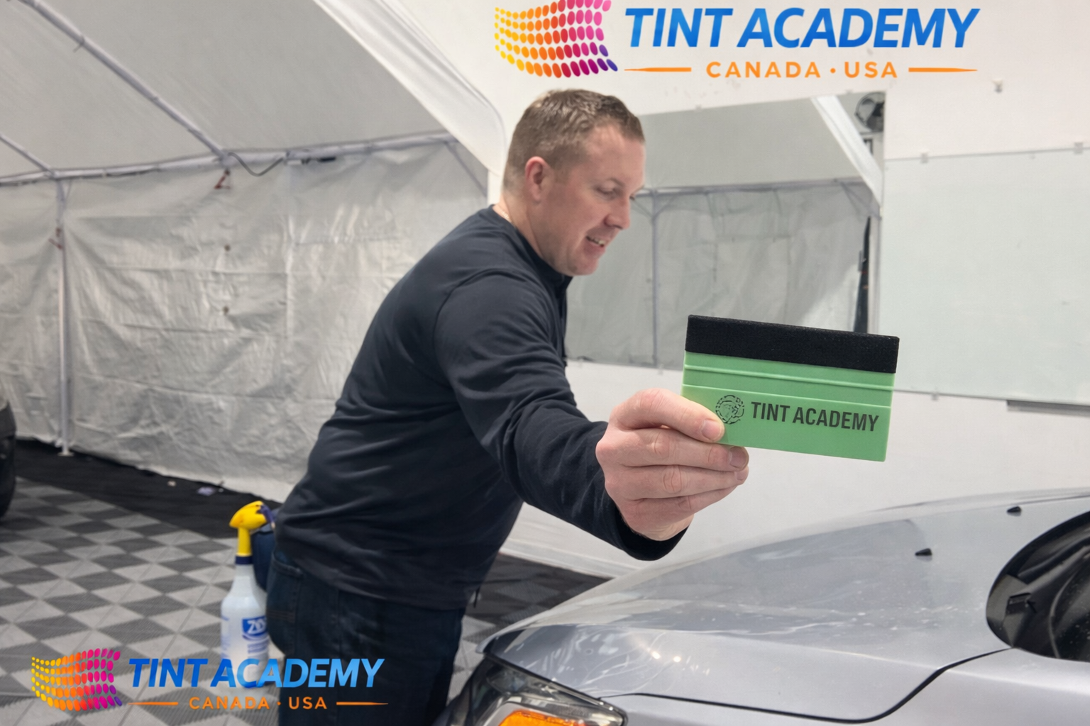 ImporTint Sauce bottle from Tint Academy with free custom hard cards for window tint and PPF certification in Canada.