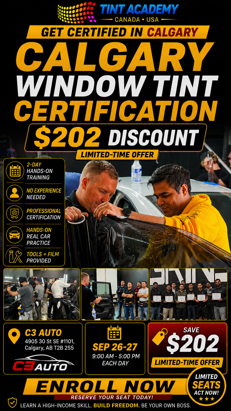 Alberta Window Tinting Course - Certification Course by Tint Academy - Edmonton and Calgary