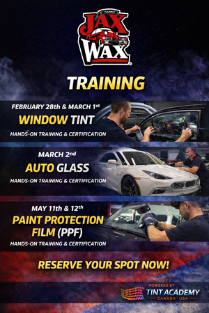 Toronto Window Tint and PPF school course by Tint Academy Canada, featuring hands-on training from February 28 to March 2.