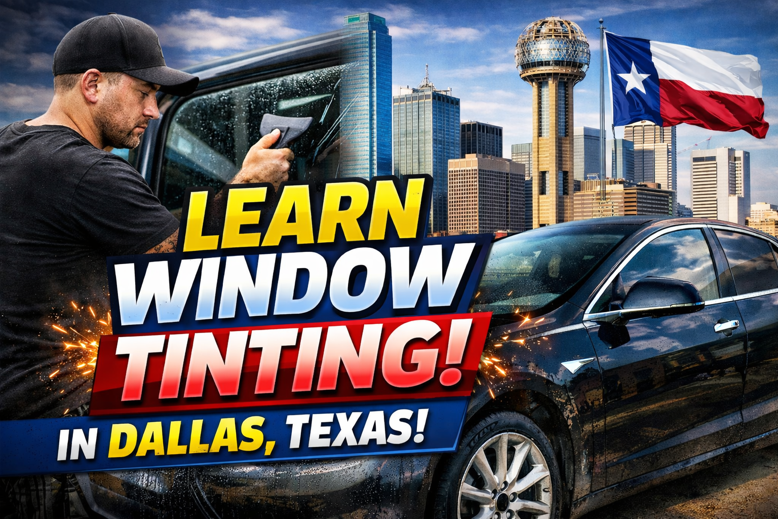 Window tint training course image showing classroom setup at Tint Academy in Dallas-Fort Worth for certification in window tinting.