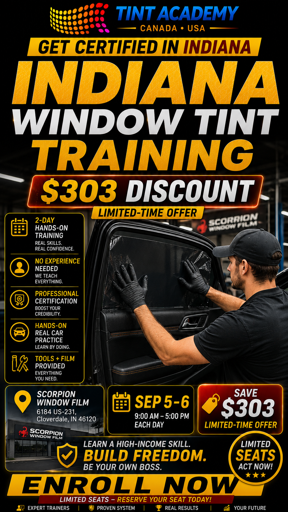 Window Tint & PPF Training Course – Indiana
