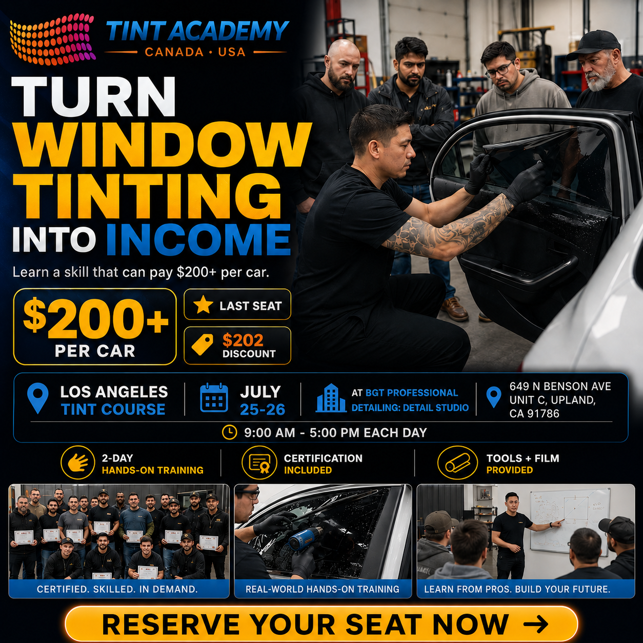 Window Tint Training Course – Los Angeles (Upland)