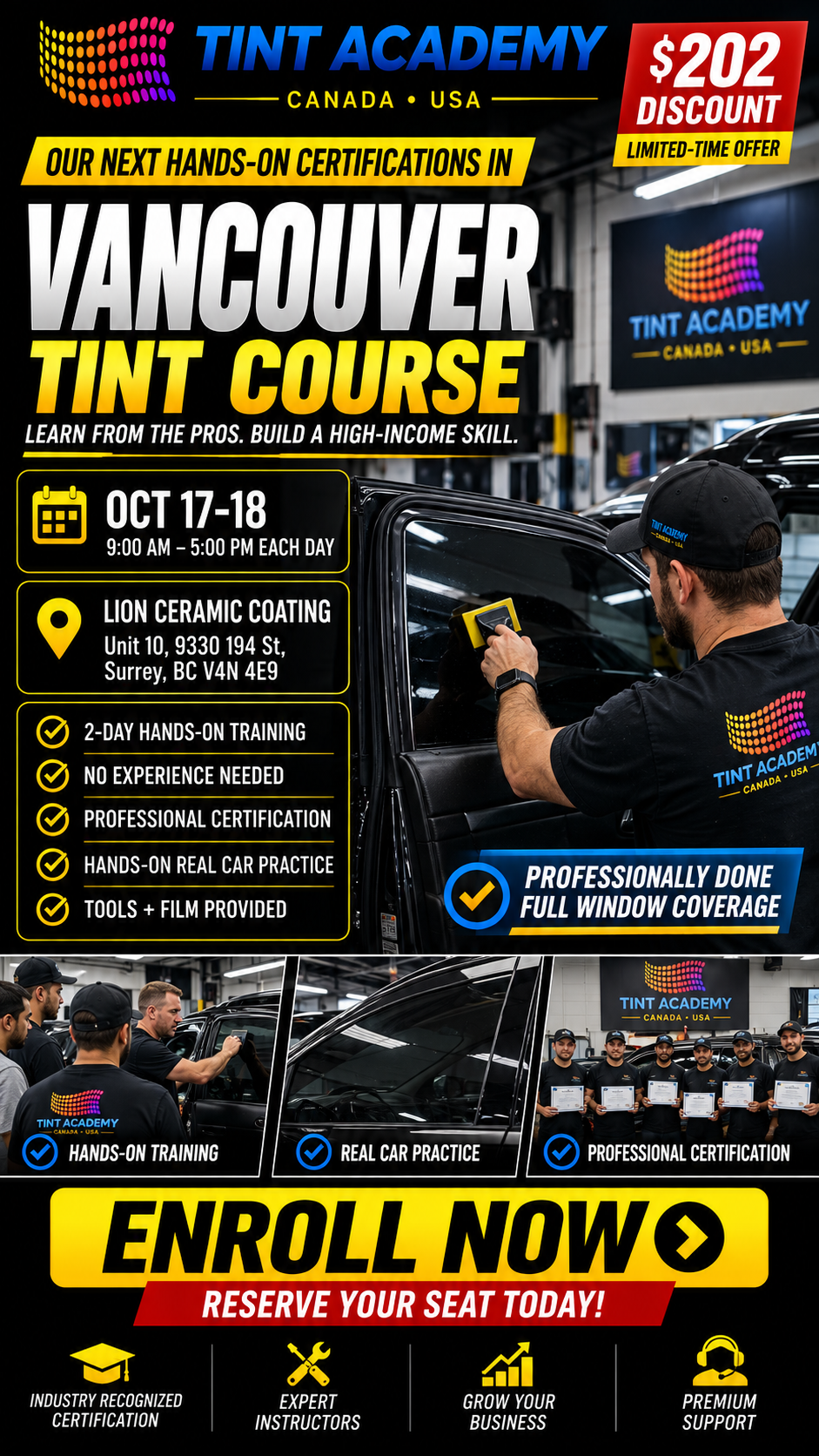 Vancouver Window Tinting & PPF Course - Certification Course by Tint Academy