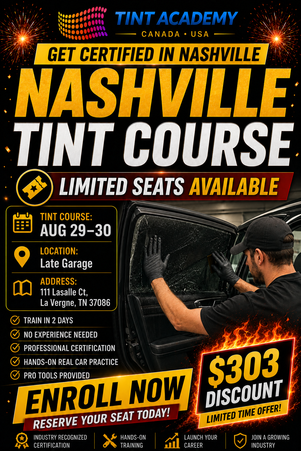 Window Tint Training Course – Nashville, TN | 2-Day Certification | Tint Academy USA