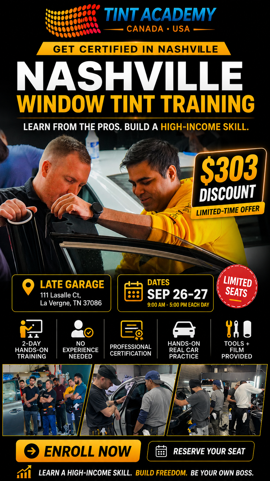 Window Tint Training Course – Nashville, TN | 2-Day Certification | Tint Academy USA