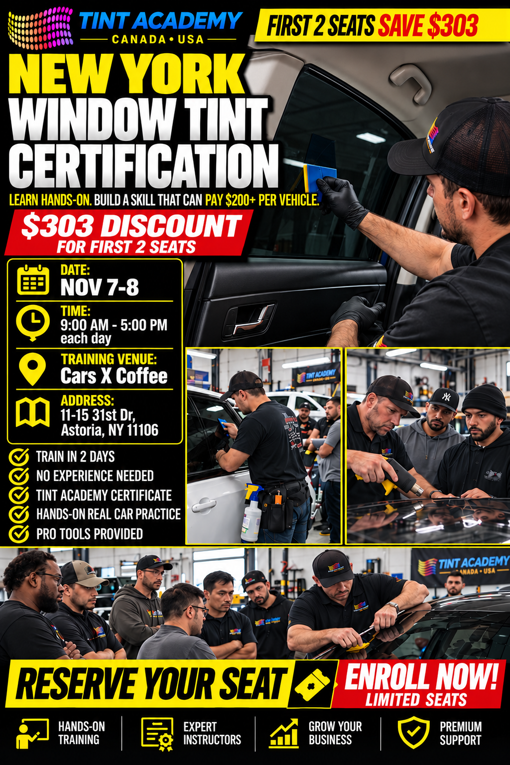 New York - Window Tinting & PPF - Certification Course by Tint Academy USA