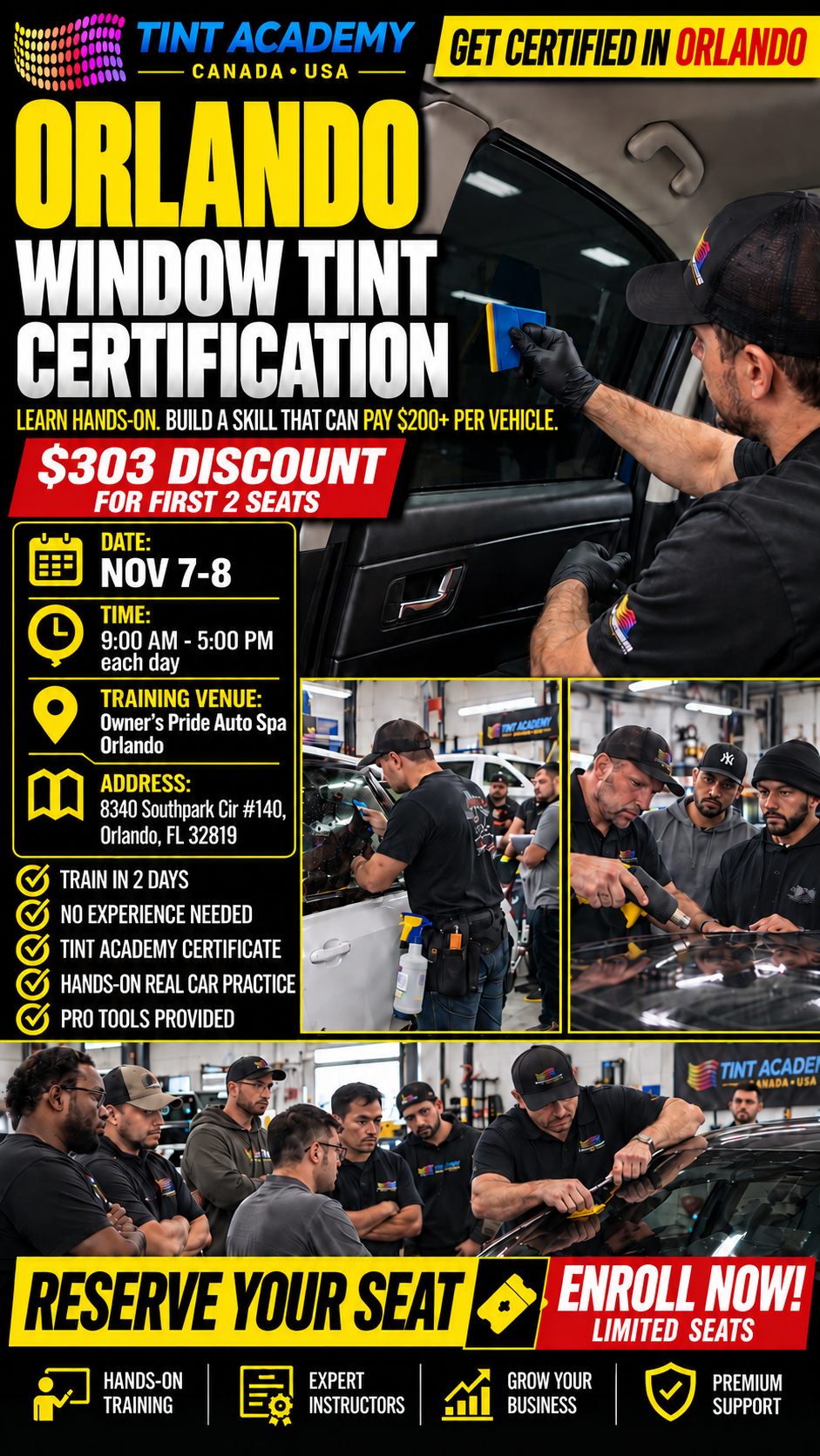Orlando Window Tinting & PPF Course - Certification Course by Tint Academy USA