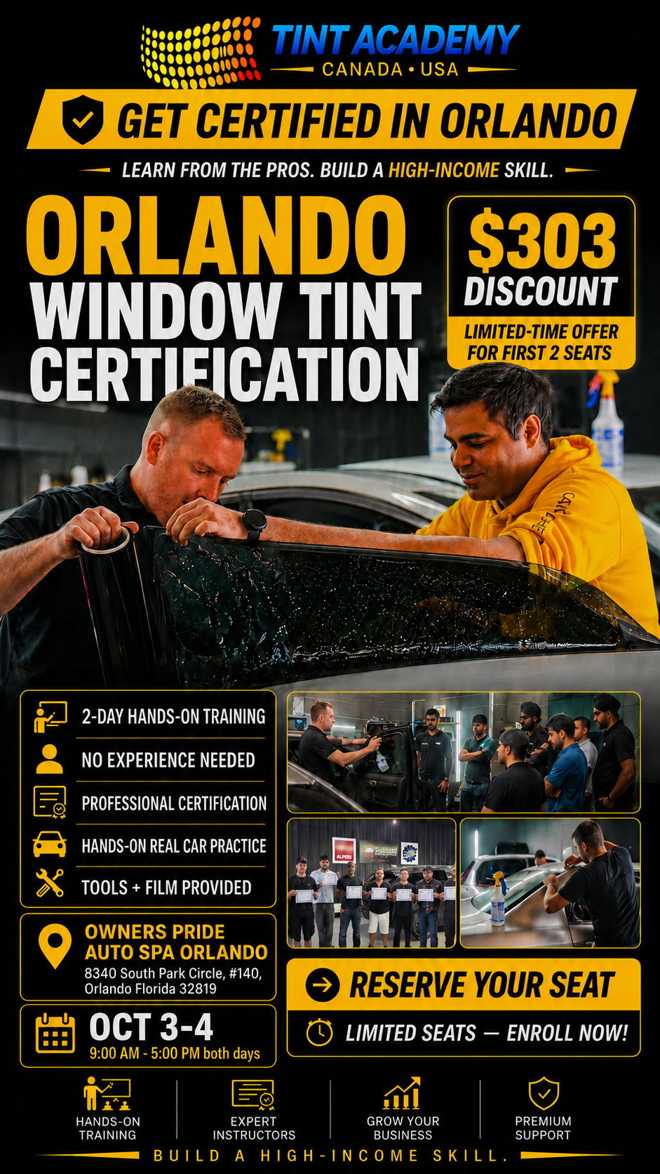 Orlando Window Tinting & PPF Course - Certification Course by Tint Academy USA