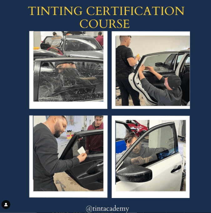Screenshot of New York Long Island Window Tinting and PPF certification course by Tint Academy USA, showing course details and branding.