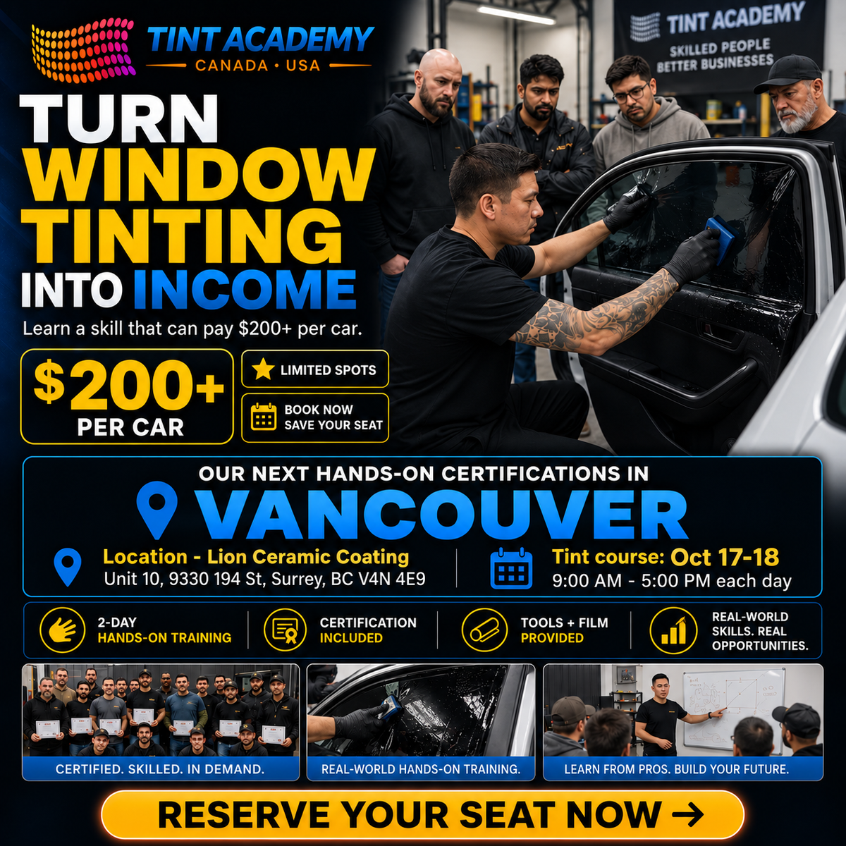 Vancouver Window Tinting & PPF Course - Certification Course by Tint Academy