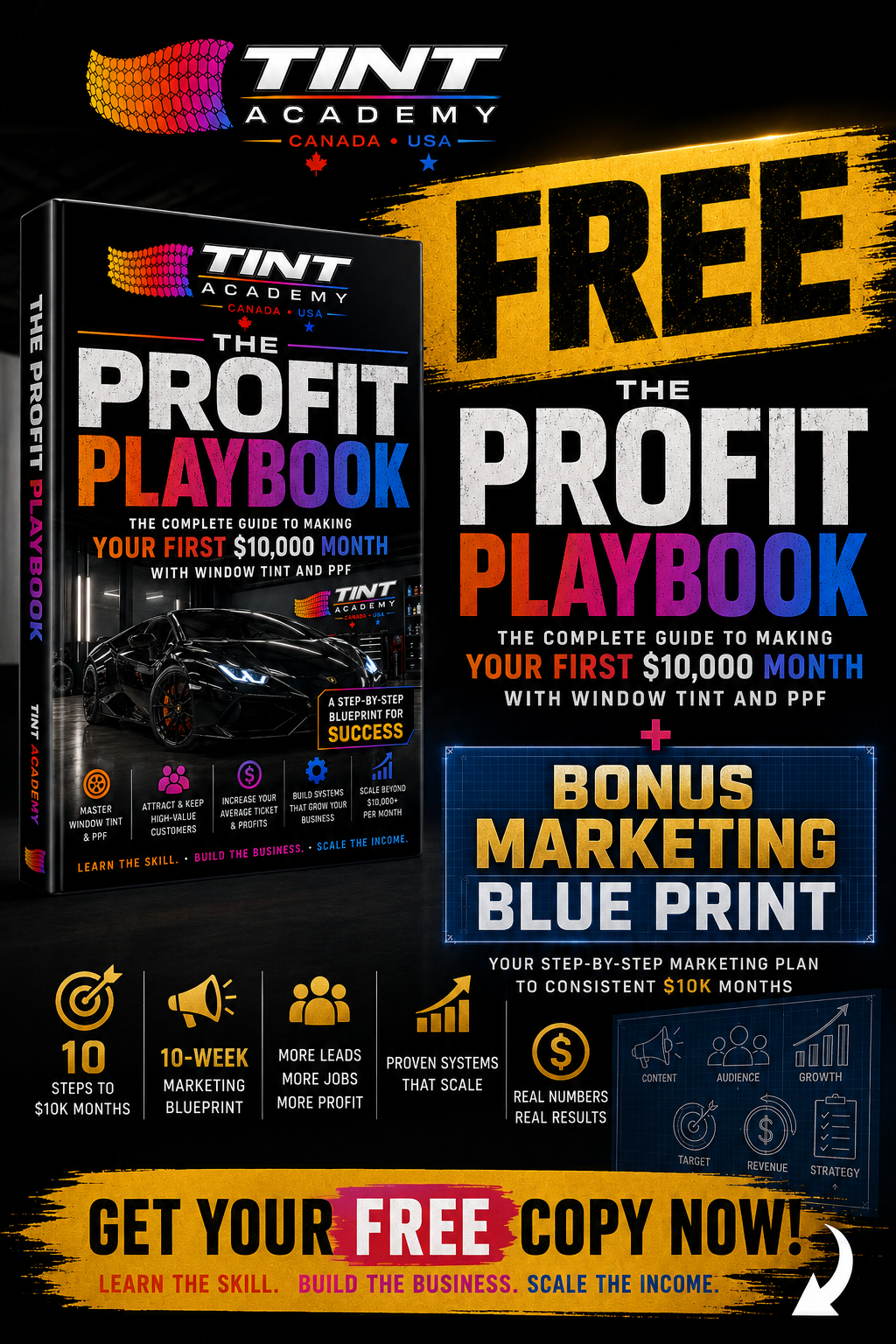 The Profit Playbook by Tint Academy | 10 Steps to Make $10,000 a Month with Window Tinting & PPF + 10-Week Marketing Blueprint (Digital eBook)