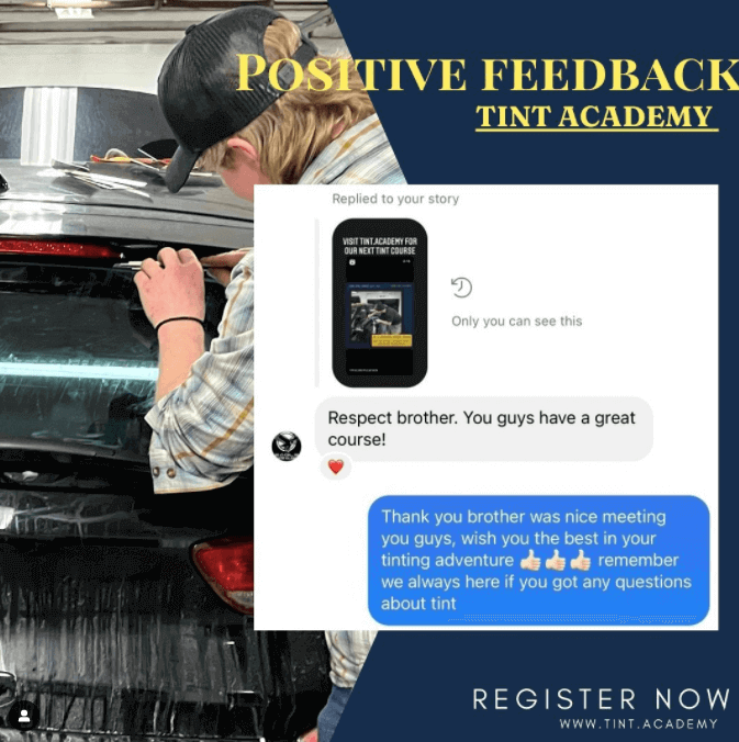 Screenshot of Vancouver Window Tinting and PPF Certification Course by Tint Academy Canada showing course details and branding.