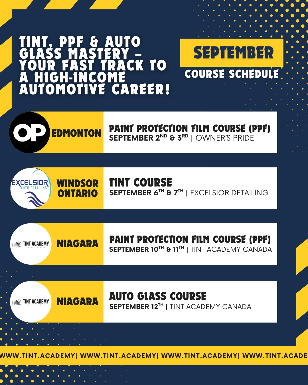 Learn Window Tinting with The Tint Academy – Upcoming Courses! ✨🚗