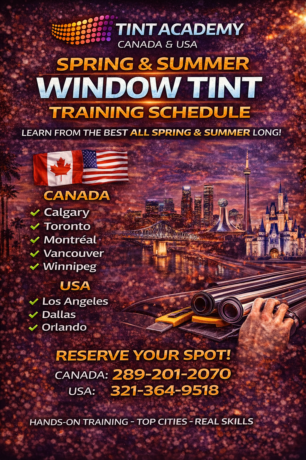 Spring & Summer Window Tint Training Schedule | Tint Academy Canada & USA