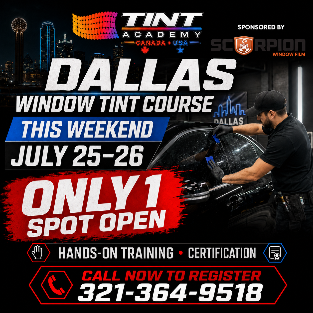 Dallas Window Tint Course Is This Weekend—1 Spot Left!