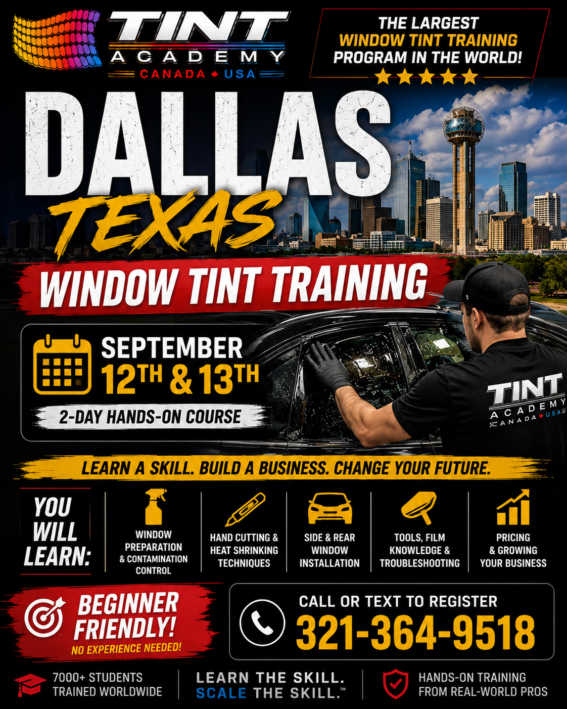 Learn Window Tint in Dallas, Texas - Tint School September 12th & 13th