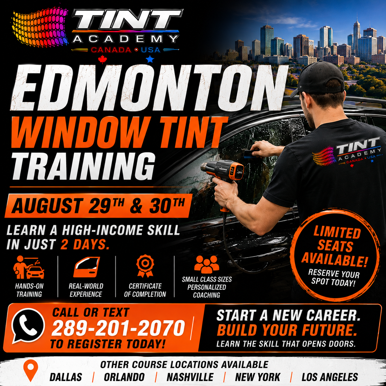 Edmonton Window Tint Training – August 29–30 | Build a Skill That Pays