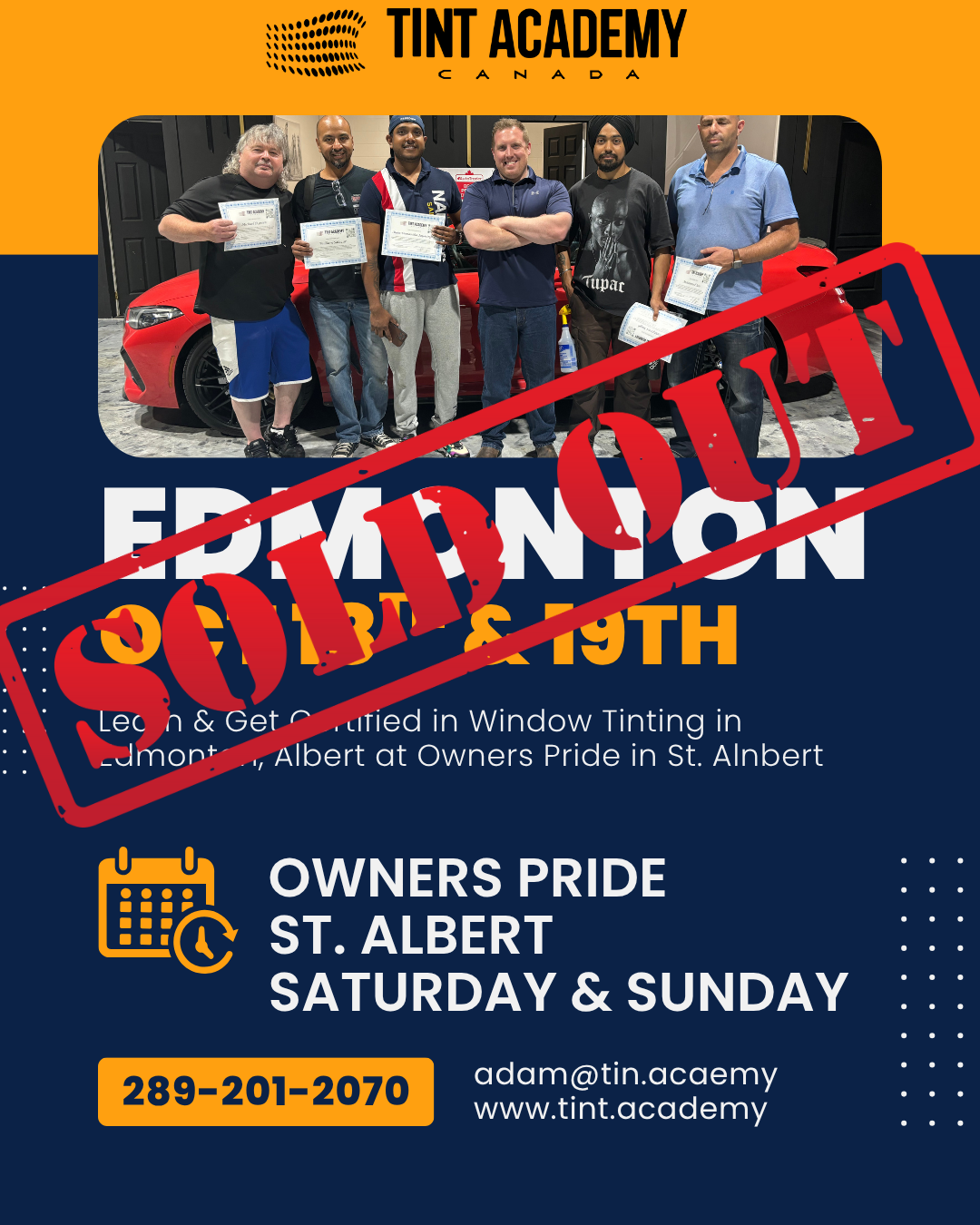 The Tint Academy Officially Sold Out in Edmonton — Next Window Tint Course December 6th & 7th!