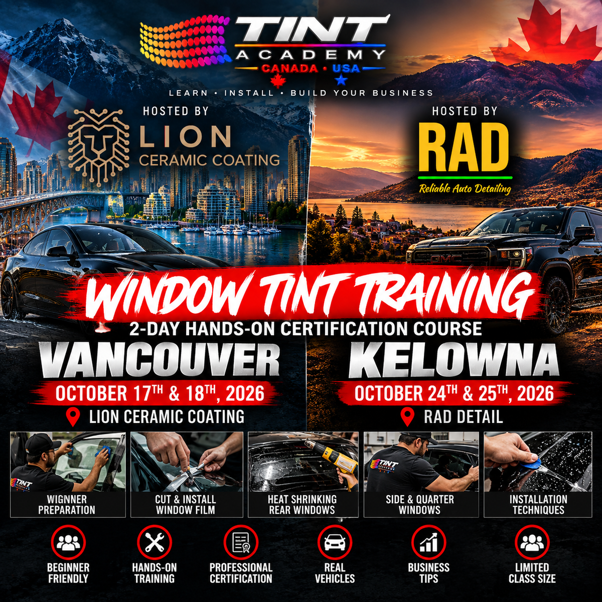 Learn Window Tinting in British Columbia: Tint Academy Vancouver & Kelowna Courses – October 2026