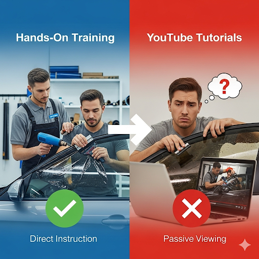 Why Learning Window Tinting Hands-On in a Live Class Beats YouTube Tutorials