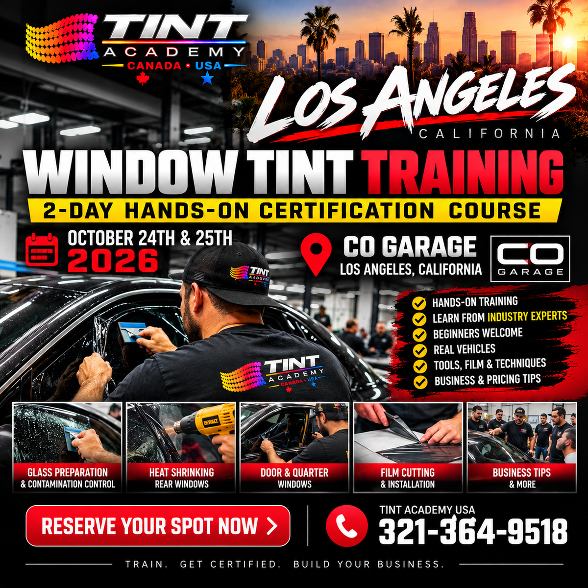 Learn Window Tint in Los Angeles - October 24th & 25h, 2026 with the Tint Academy
