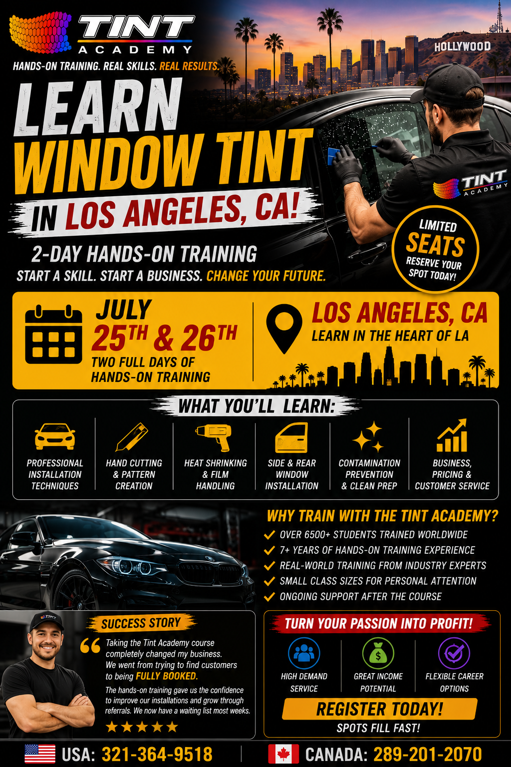 Learn Window Tint in Los Angeles – July 25th & 26th