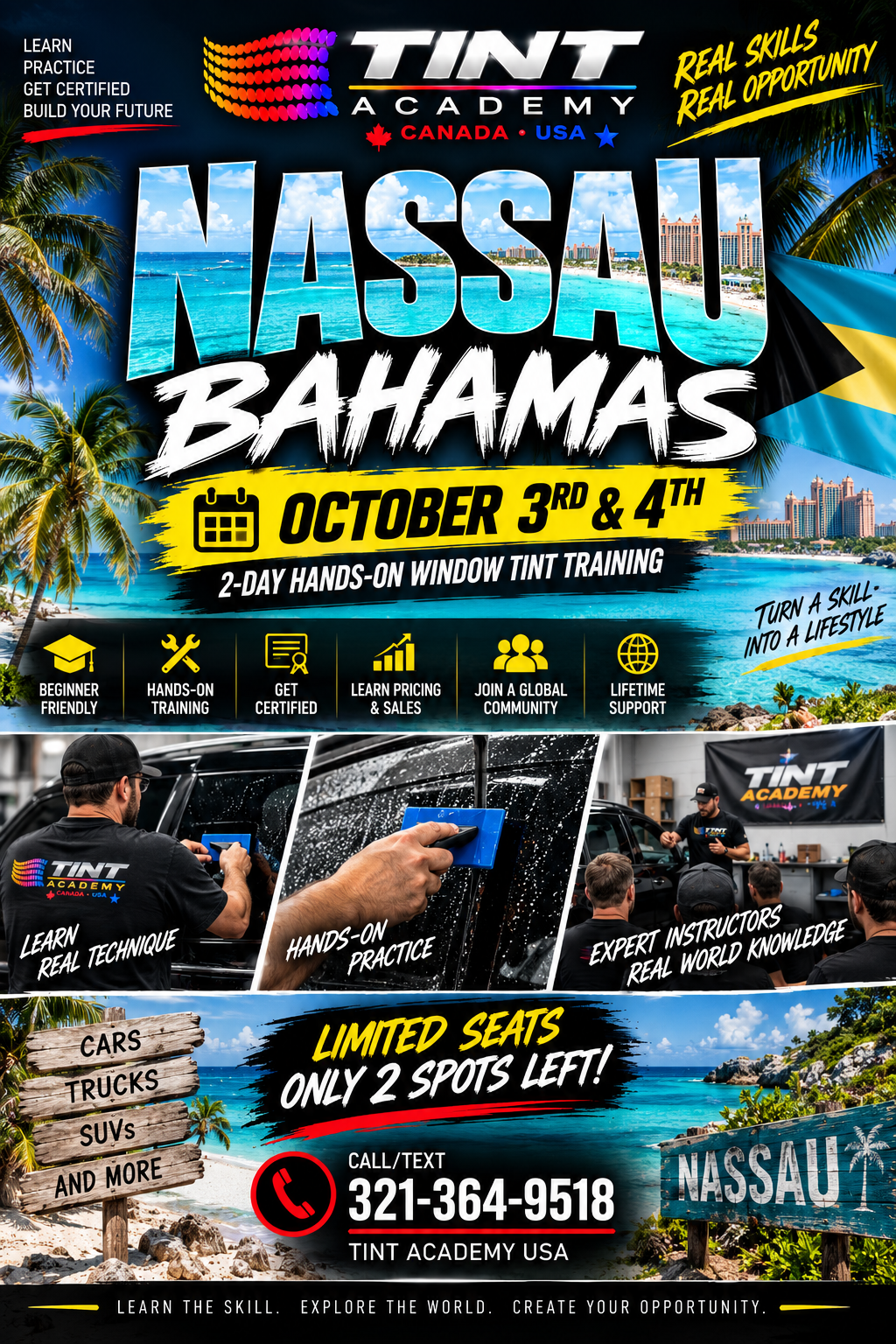🇧🇸 ONLY 2 SPOTS LEFT — Window Tint Training in Nassau, Bahamas!