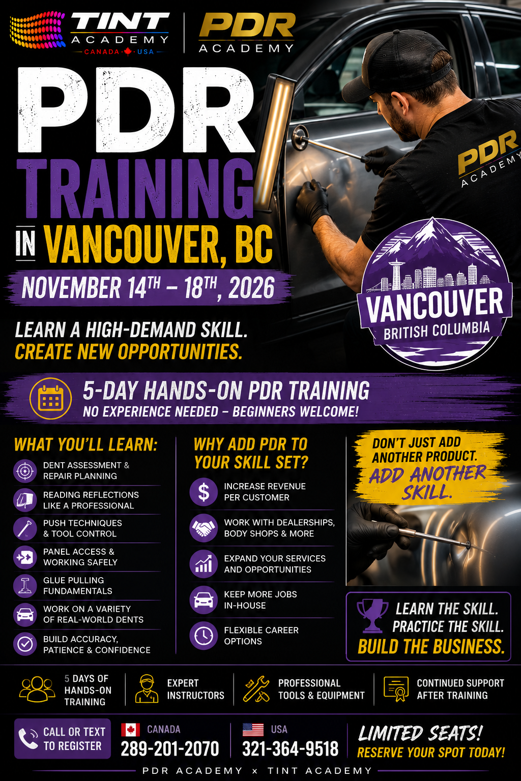 Learn Paintless Dent Repair in Vancouver, BC | 5-Day PDR Training November 14–18
