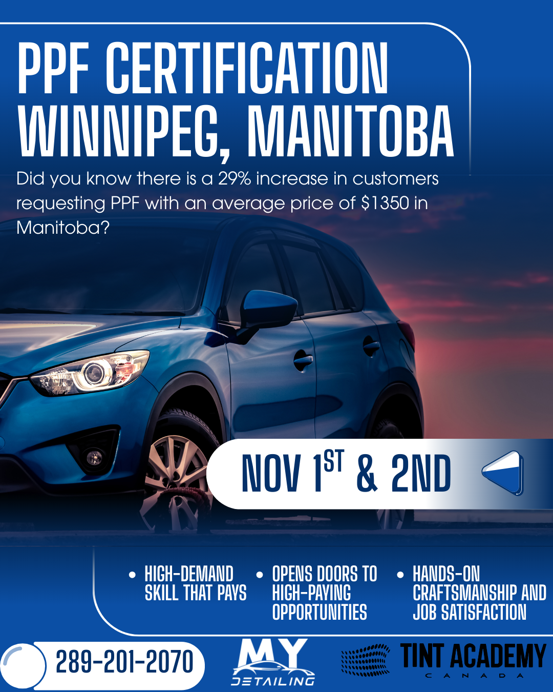 🚗💎 Learn Paint Protection Film (PPF) in Winnipeg with The Tint Academy!