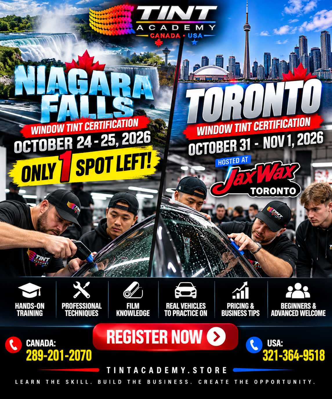 Learn in Toronto or Niagara Falls