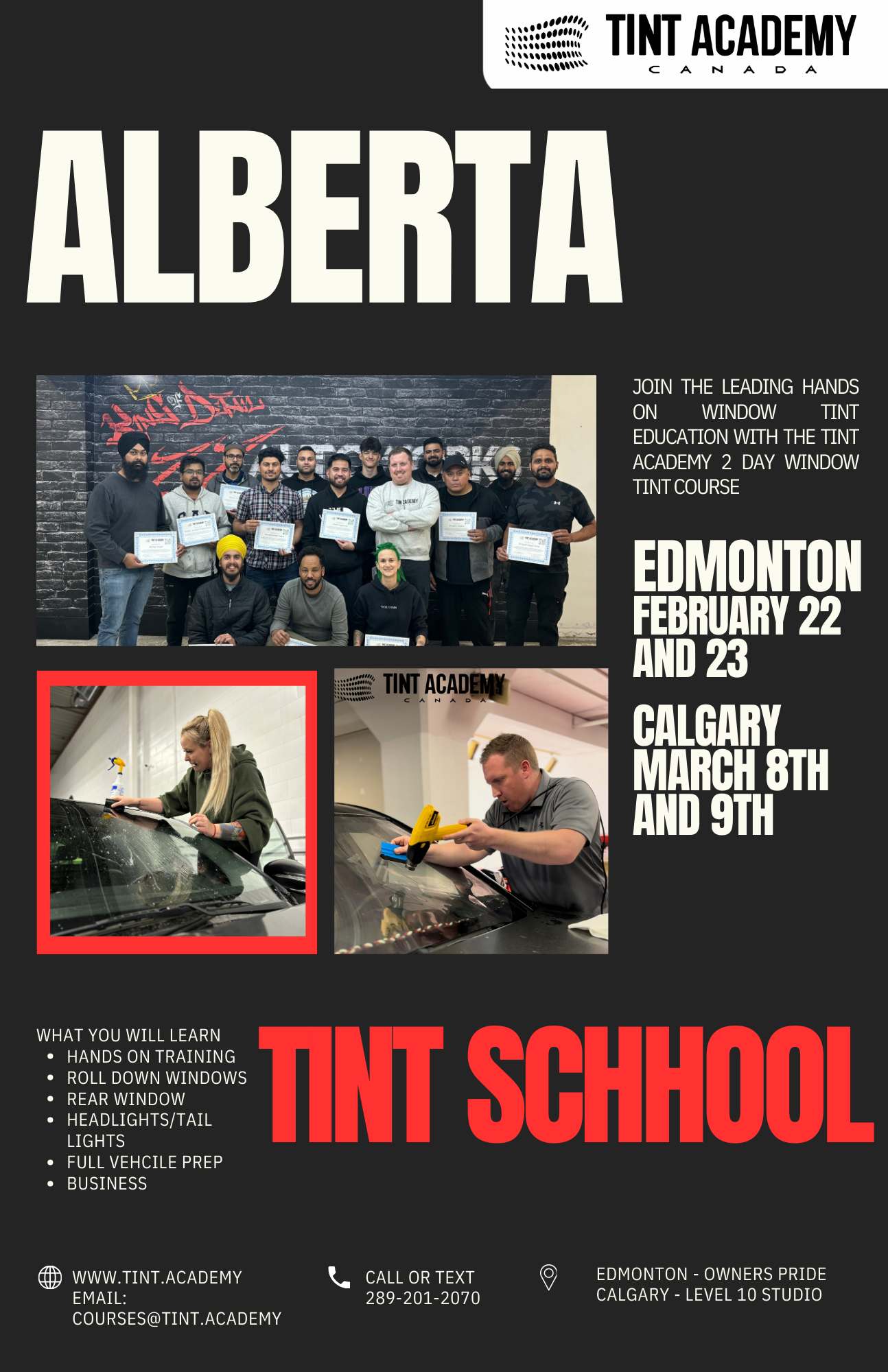 Are you ready to take your window tinting skills to the next level? Join us for the Window Tint School in Edmonton, Alberta, on February 22nd and 23rd at Owner’s Pride