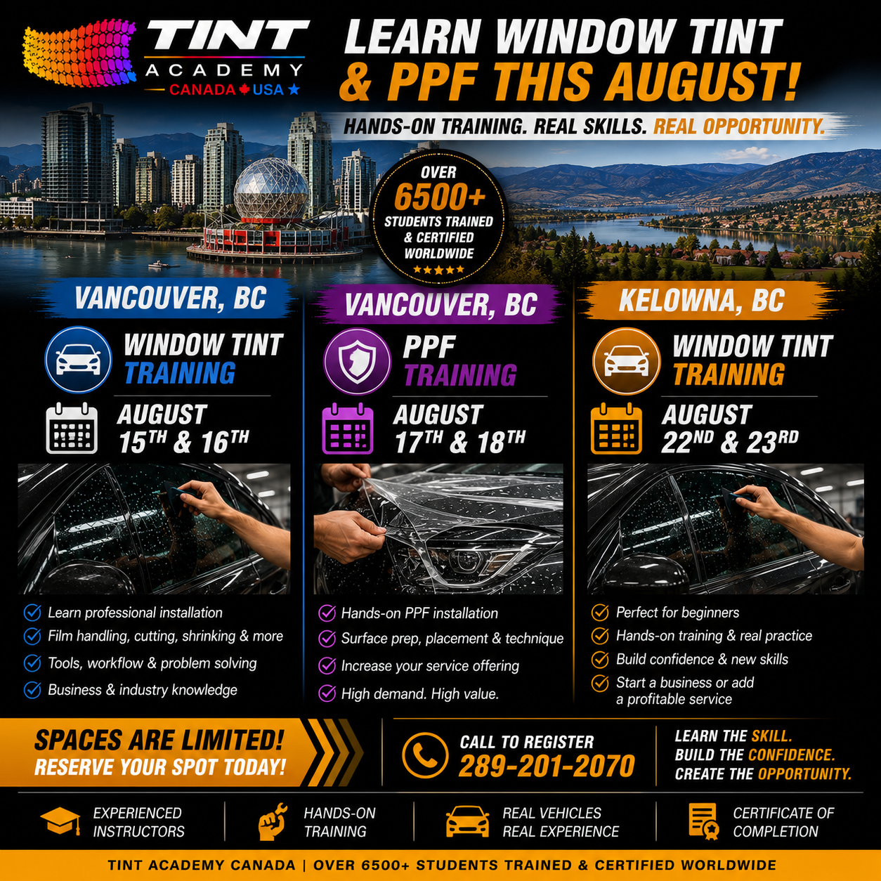 British Columbia: Learn Window Tint &amp; PPF This August! {Vancouver and Kelowna}